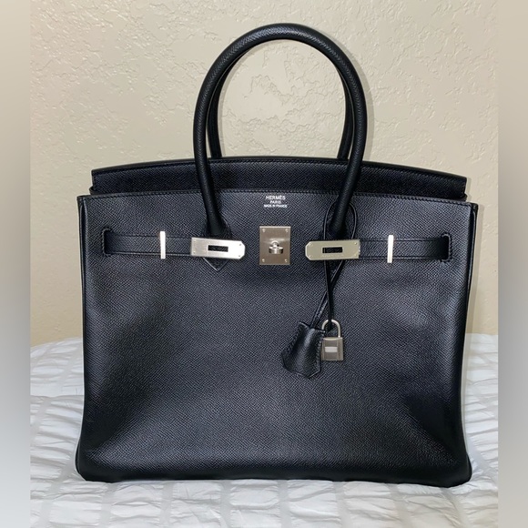 HP🎉RARE HERMÈS BIRKIN BRUSHED PALLADIUM HW EPSOM BLACK LEATHER 35 cm - Picture 1 of 16